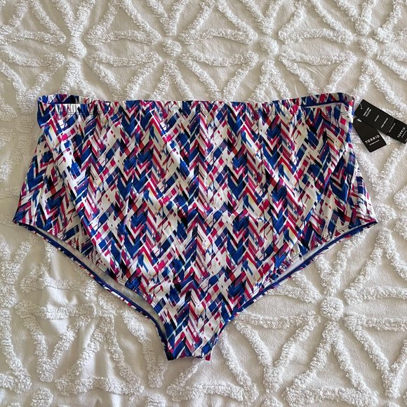 TORRID Swim Blue Pink Yellow Multi Abstract Geo Smooth Bikini Bottoms NEW NWT - Picture 3 of 9